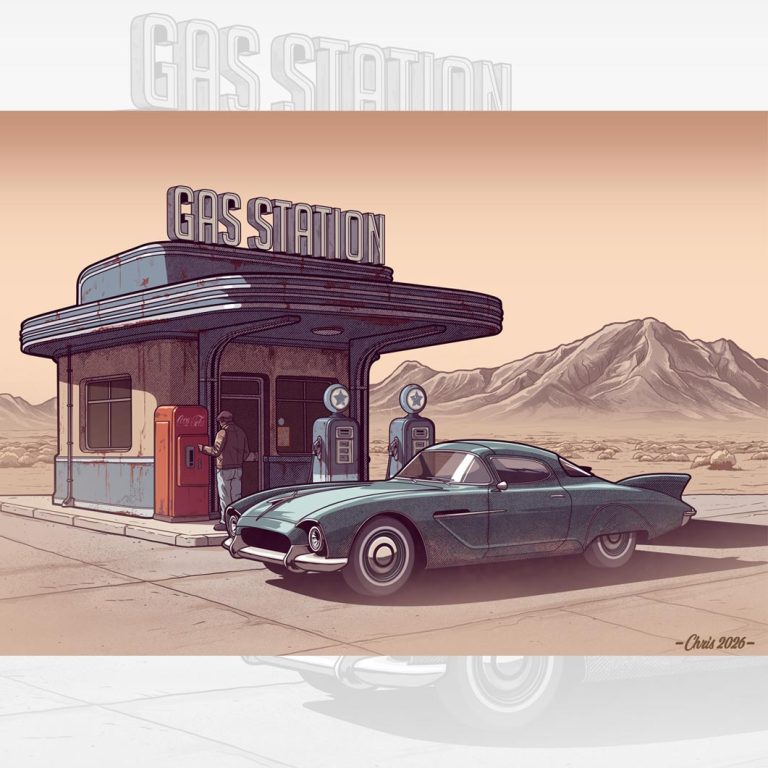 STATION SERVICE RETROFUTURISTE